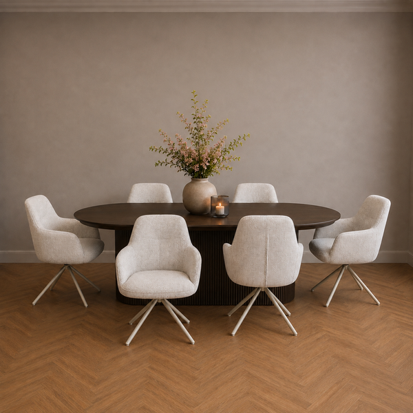 Florine Draaibare Eetkamerstoel - Beige met beige poten