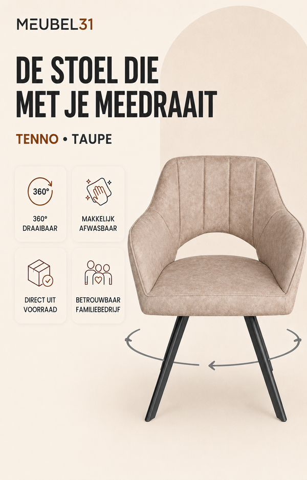 Tenno draaibare stoel - Taupe